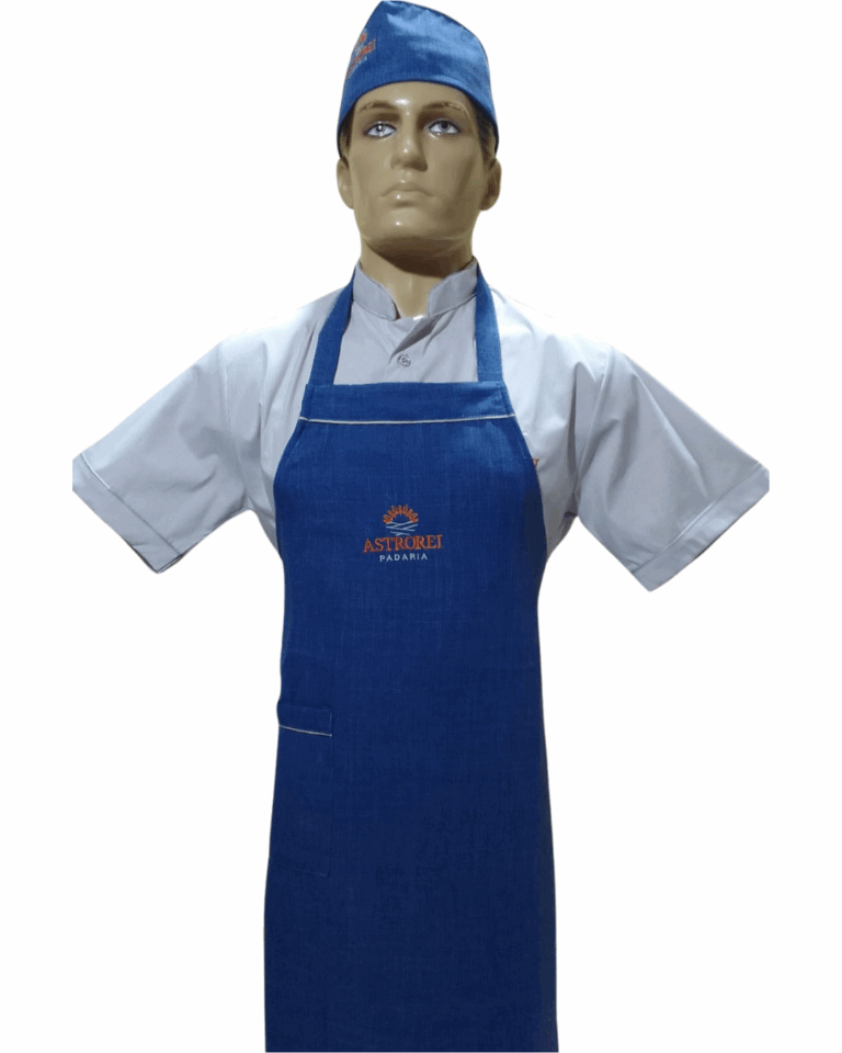 01 – Camisa gola padre manga curta, avental frente única, bibico