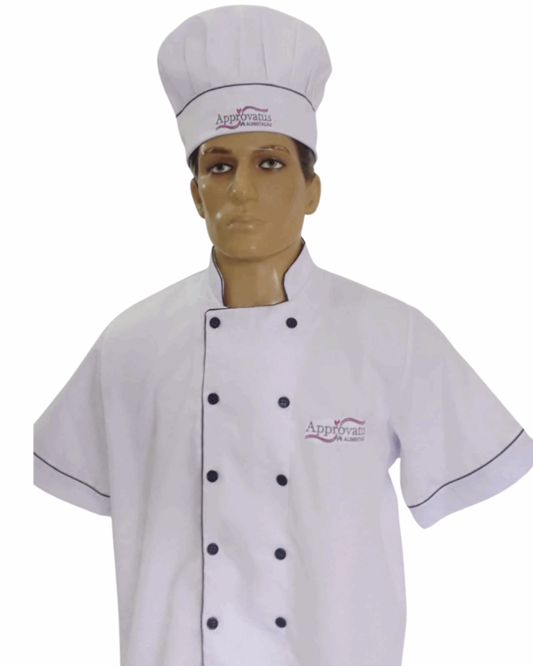04 – Camisa chef manga curta, chapéu cozinheiro